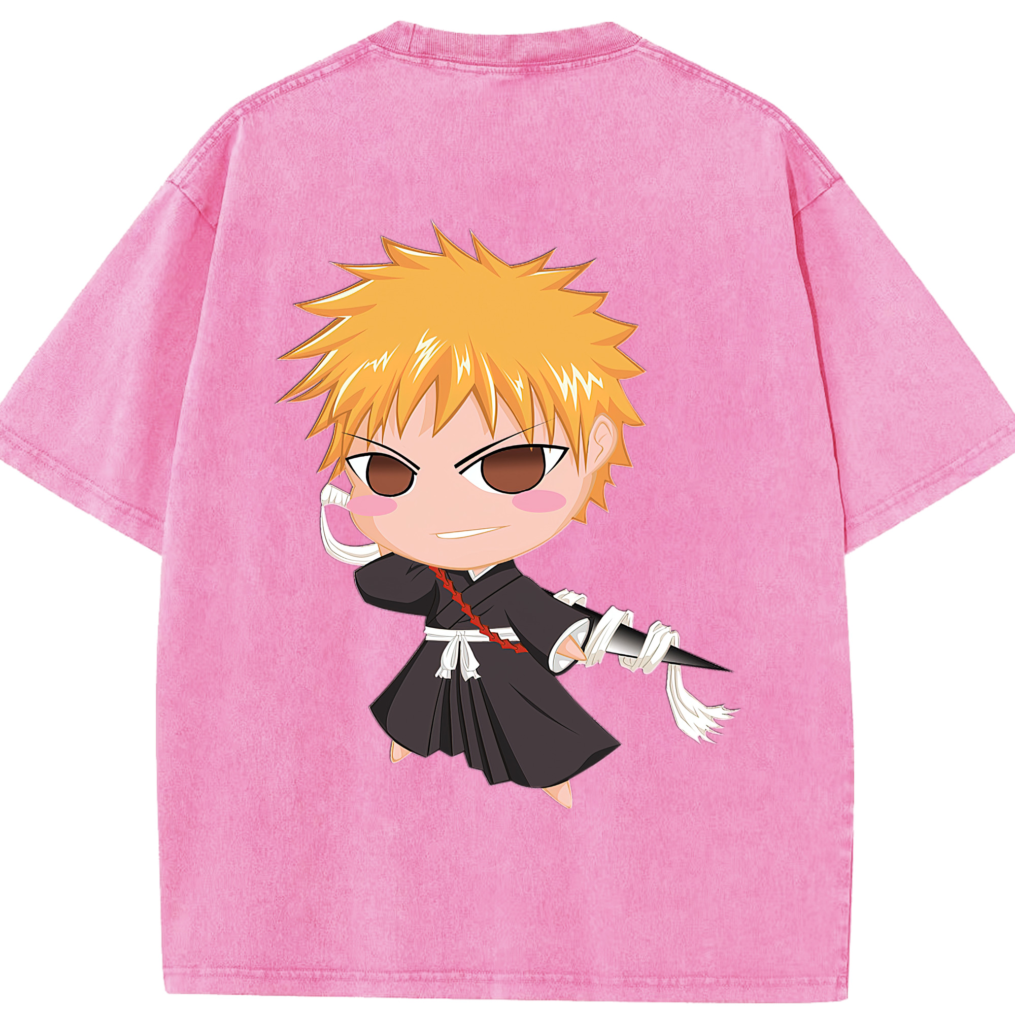 （画像用） ブリーチ 黒崎一護（くろさき いちご）BLEACH Kurosaki Ichigo 綿100% ヴィンテージ風 半袖Tシャツ（背面プリント）
